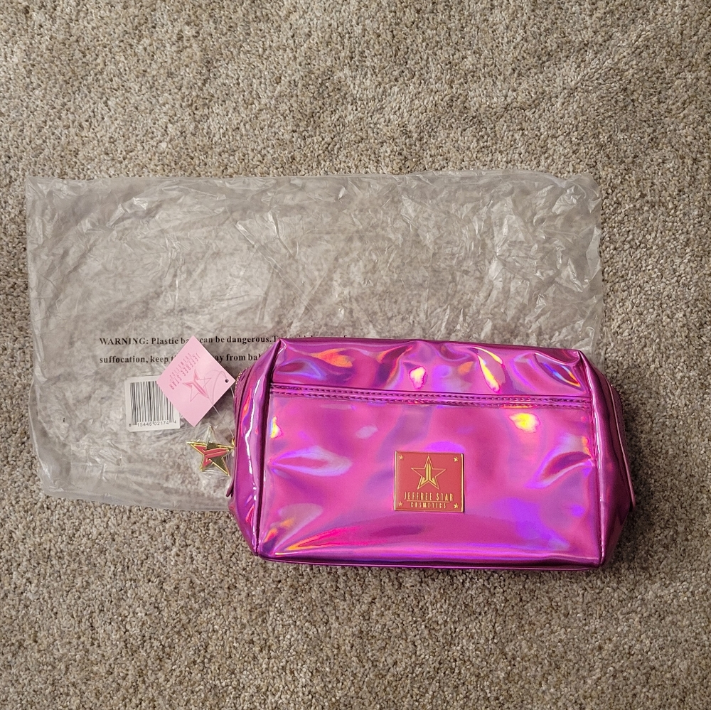 Jeffree Star pink holographic makeup bag BRAND NEW in bag with tags!!